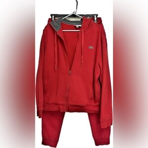 Woman’s Lacoste Cherry Red Hoodie and matching Track Pants XL